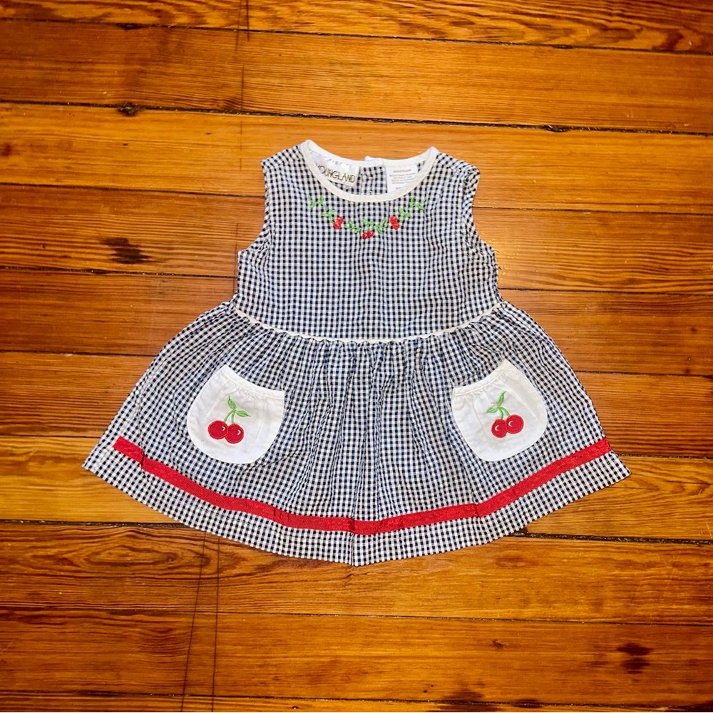 Gingham Dress with Cherry Accents